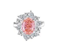 Whoiy Platinum Engagement Band, Solid Real Gold Elegant Promise Rings with 5ct Lab Grown Padparadscha Anniversary Ring Bands for Wife Large with Moissanite Size L 1/2