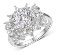 Whoiy Promise Ring Size U 1/2 Women's Large Real Gold Anniversary Rings with Moissanite 2ct Solid Platinum Wedding Bands for Women