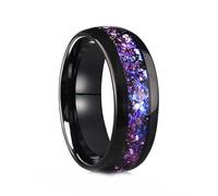 Whoiy Promise Rings Band for Men Black Dome, Tungsten 8MM Promise Ring Bands Amethyst Inlaid Custom Engraving for Him Size U 1/2