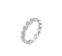 Whoiy Promise Rings for Women Platinum, Moissanite Wedding Ring Bands Half Eternity Solid Real Gold Engagement Band Heart for Her Size R 1/2