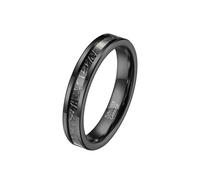 Whoiy Ring Bands for Men, 4MM Black Wedding Rings Tungsten Imitated Meteorite Inlaid Anniversary Band with Engraving Comfort Fit for Him Size N 1/2
