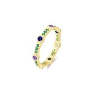 Whoiy Ring Engagement for Women, Real 0.1ct Sapphire Promise Rings Eternity Solid Platinum Wedding Bands Real Gold with Emerald for Her Size R 1/2