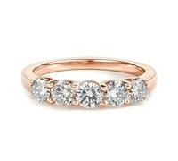 Whoiy Rose Gold Rings for Her, Elegant 9 Karat Solid Real Gold Wedding Engagement Ring Bands with Moissanite Women's Anniversary Band Size U 1/2