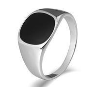 Whoiy Round Cz Ring, Stainless Steel Engagement Rings for Couples 12mm Statement Ring Silver with Cubic Zirconia Size T 1/2 Free Engraved