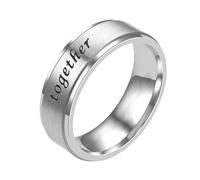 Whoiy Silver Ring Engraved for Men Matte, 6MM Forever Together Wedding Engagement Bands Stainless Steel Promise Rings Size T 1/2