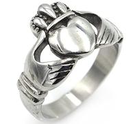 Whoiy Stainless Steel Ring Jewelry, Ring Wedding for Men Crown and Heart Claddagh Ring 15mm Silver Size N 1/2 with Box