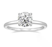 Whoiy Sterling Silver 925 Wedding Bands Rings Engraving, Silver Solitaire Band Wedding Rings for Women with Moissanite 1.5ct Size O 1/2