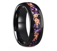 Whoiy Tungsten Carbide Engagement Rings Wedding Bands 8MM Engraved Dome, Black Amethyst Inlaid Wedding Bands and Rings for Men Size O 1/2