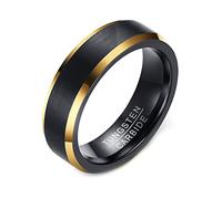 Whoiy Tungsten Carbide Rings for Men, Brushed Wedding Engagement Bands 6MM Black Gold Plain Promise Ring with Engraving Comfort Fit for Him Size V 1/2