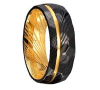 Whoiy Tungsten Wedding Ring and Band 8MM Engraved Personalized, Black Gold Two Tone Wedding Ring Bands for Men Size V 1/2