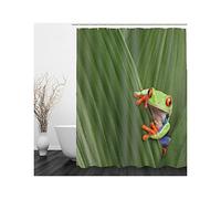 Whoiy Waterproof Shower Curtains Xl, Bathroom Shower Curtains Earthy Polyester Frog with Leaves Corner Shower Curtain 150X200cm(59X79In) Green