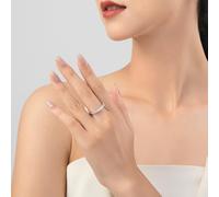 Whoiy Wedding Ring for Women White Gold, Solid 14K Real Gold Engagement Bands Half Eternity with Moissanite Anniversary Rings for Her Size J 1/2