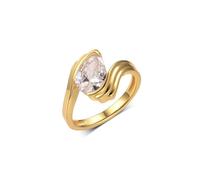 Whoiy Wedding Ring Size S 1/2 Women's Solitaire Real Gold Anniversary Rings with Moissanite 2ct Teardrop Solid 18K Yellow Gold Engagement Bands for Her