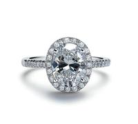 Whoiy Wedding Rings for Her Size O 1/2, Solid Platinum Anniversary Band Halo 3ct Moissanite Real Gold Women's Engagement Ring Bands