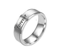 Whoiy Women Ring Wedding Band 6MM Matte Engagement Anniversary Bands Engraved Forever Together Stainless Steel Promise Rings Silver for Her Size X 1/2