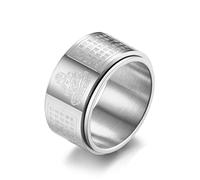 Whoiy Women Wedding Ring Set Tungsten, Engagement Ring Size T 1/2 Silver Buddhist Rune Spinner Ring for Men Free Engrave