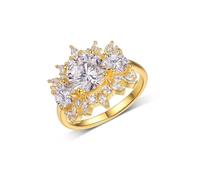 Whoiy Women's Wedding Ring Bands, Real Gold Large Engagement Rings with 2ct Moissanite Solid 14K Yellow Gold Anniversary Bands for Women Size U 1/2