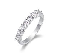 Whoiy Women's Wedding Ring Size H 1/2, Solid Platinum Engagement Bands Half Eternity Moissanite Real Gold Promise Rings for Wife