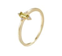 Whoiy Women's Wedding Rings with Tourmaline, Solid 14K Real Gold Anniversary Ring Bands Delicate Real 0.3ct Tourmaline Yellow Gold Engagement Band with Moissanite for Women Size O 1/2