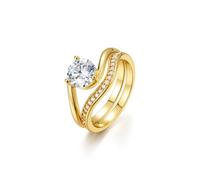 Whoiy Yellow Gold Engagement Ring Size U 1/2, 2Pcs Set 1ct Moissanite Wedding Bands Solid 18 Karat Real Gold Stackable Promise Rings for Women