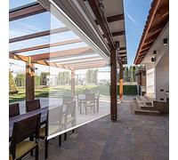 WHOJA Window Blind Garden Pavilion Transparent Roller Blinds, Waterproof PVC Plastic Outdoor Partition Curtains Easy To Install Roller Shades Blind(Size:150×225cm/59×88.6in)