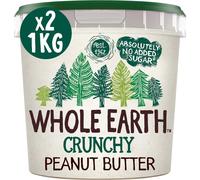 Whole Earth Crunchy Peanut Butter 2 x 1kg, Original Nut Spread Made with All Natural Ingredients, No Added Sugar, Gluten Free, Vegetarian & Vegan