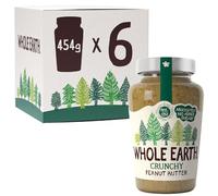 Whole Earth Crunchy Peanut Butter, 6 x 454 g Jars, Original Nut Spread Made with All Natural Ingredients, No Added Sugar, Gluten Free, Vegetarian & Vegan Friendly, Multi Pack