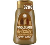 Whole Earth Drizzler Golden Roasted Peanut Butter, Super Smooth Squeezy Runny Nutty Spread Made with 100% Peanuts, All Natural Ingredients, No Added Sugar, Gluten Free, Vegan Friendly - 320g