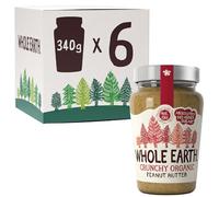 Whole Earth • Organic Crunchy Peanut Butter • Nut Spread Made with 100% Natural Ingredients • No Added Sugar • High Protein • Gluten Free • Vegan Friendly • 340g x 6 Jars