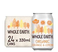 Whole Earth Organic Lightly Sparkling Orange & Lemon, 24x 330 ml, Lightly Fizzy Fruity Soft Drink with 100% Natural Ingredients, No Added Refined Sugar,Vegetarian & Vegan, Multi Pack