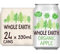 Whole Earth Organic Sparkling Apple Juice, 24x 330 ml, Lightly Sparkling Soft Drink, Fizzy Fruit Bubbly with 100% Natural Ingredients, No Added Refined Sugar, Vegetarian & Vegan, Multi Pack