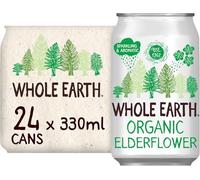 Whole Earth Organic Sparkling Elderflower Soft Drink, 24x 330 ml, Lightly Fizzy with Natural Ingredients and Fruit Extract, No Added Refined Sugar,Vegetarian and Vegan, Multi Pack