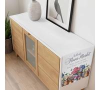 Whole Flower Market Table Runner 14x72 inch Blue Red Flower Leaf Barrel Butterfly Cotton Linen Dining Table Runner Ideal for Dresser Kitchen Coffee Tables - Machine Washable