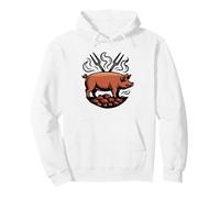 Whole Hog BBQ Distressed Vintage Pig Badge Retro Pullover Hoodie