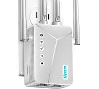 Whole House Backyard WiFi Extender Signal Booster, 10 Sq Feet Coverage with 4 Antennas, 90% Faster Internet Booster with Ethernet Port, Easy Setup, Wireless Repeater
