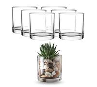 WHOLE HOUSEWARES | 4"X4" Glass Cylinder Vase | Candle Holder | Decorative Centerpiece Arrangement for Wedding Party Event Home Office Decor | Set of 6