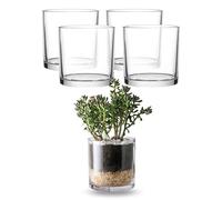 WHOLE HOUSEWARES | 5"X5" Glass Cylinder Vase | Candle Holder | Decorative Centerpiece Arrangement for Wedding Party Event Home Office Decor | Set of 4
