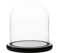WHOLE HOUSEWARES Decorative Clear Glass Dome | 6" D x 10" H Cloche Bell Jar Display Case with Black Wooden MDF Base | For Tabletop Centerpieces, Collectible, Candles, Fairy Lights, Plants, & Antiques