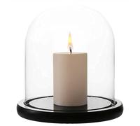 WHOLE HOUSEWARES Decorative Glass Dome | Tabletop Centerpiece | Cloche Bell Jar Display Case | Black MDF Base, 5.7" D X 6.5" H Clear 5.9" Tall