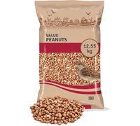 Whole Peanuts with kernels for Wild Birds 12.5kg - High Energy Food, High Protein Feed, Rich in Fats and Fibre, Great for Hanging, Bird Tables and Ground Feeding, Bulk Bag - Buzzby's, Uncoloured