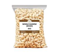 Whole Raw Cashew African W320 5kg by Bakers Street - Raw, Natural, High Fiber, High Protein, A Fresh Healthy Snack, Cooking, Baking, Stews, & Desserts, Food Dressing