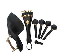 Whole Set Violin Parts Ebony Accessories 4/4 Size, Chin Rest Tailpiece Pegs Endpin(Ebony wood C)