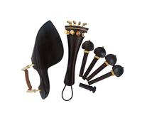 Whole Set Violin Parts Ebony Accessories 4/4 Size, Chin Rest Tailpiece Pegs Endpin(Ebony wood D)