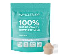 Whole Supp Caramel Sea Salt Meal Replacement Shake: 31g Vegan Protein & 15 Meals, Gluten-Free, High Fiber Diet Powder, Complete Plant-Based Nutrition