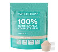 Whole Supp Vanilla Meal Replacement Shake: 31g Vegan Protein & 15 Meals, Gluten-Free, High Fiber Diet Powder, Complete Plant-Based Nutrition