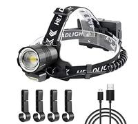 WholeFire 20000 Lumen Head Torch Super Bright USB Rechargeable, XHP90 LED Headlamp Zoom 4 Modes Headlight with COB Light & Power Display for Camping Emergency