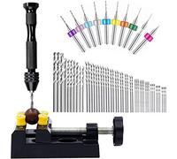 WholeFire 60 Pieces Pin Vises Hand Drill Bits, 0.3-1.2mm PCB Mini Drills and 0.5-3.0 Twist Drills with Precision Hand Pin Vise Rotary Tools for Wood, Jewelry, Plastic etc