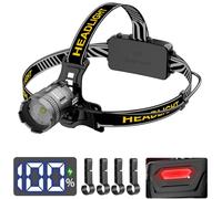 WholeFire Head Torch,Rechargeable Headlamp Super Bright 30000 Lumens 3 Lighting Mode,Display Screen Head Torch,Hands-Free Flashlight for Working,Camping,Running