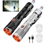 WholeFire LED Torch 20000 Lumens, Torches Led Super Bright Flashlight, Powerful Torches Battery Powered Water Resistant 3 Modes Mini USB Torch for Camping Outdoors 2 Pack