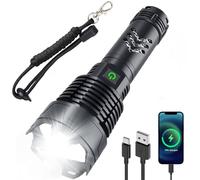WholeFire Rechargeable 90000 Lumens LED Torches, Upgraded XHP160 Powerful Super Bright Flashlight with Battery, Zoom Waterproof 5 Modes USB Torch Lights for Camping, Hiking, Outdoor, Emergency